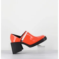 90S Mary-Jane En Cuir Vernis Orange - Kim Orange Patent