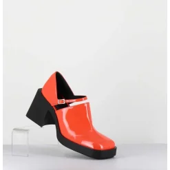 90S Mary-Jane En Cuir Vernis Orange - Kim Orange Patent