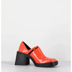 90S Mary-Jane En Cuir Vernis Orange - Kim Orange Patent