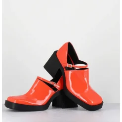 90S Mary-Jane En Cuir Vernis Orange - Kim Orange Patent