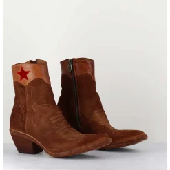 Saantiags En Daim Camel & Etoile Rouge - 3804 Roveschio Cuoio