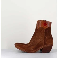 Saantiags En Daim Camel & Etoile Rouge - 3804 Roveschio Cuoio