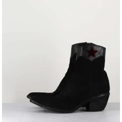 Saantiags En Daim Noir & Etoile Rouge - 3804 Roveschio Nero