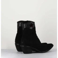 Saantiags En Daim Noir & Etoile Rouge - 3804 Roveschio Nero