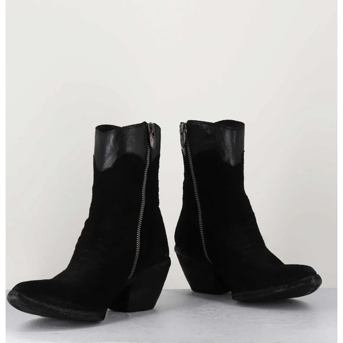 Saantiags En Daim Noir & Etoile Rouge - 3804 Roveschio Nero