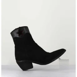 Saantiags En Daim Noir & Etoile Rouge - 3804 Roveschio Nero