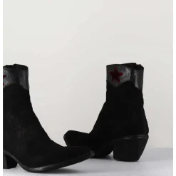 Saantiags En Daim Noir & Etoile Rouge - 3804 Roveschio Nero