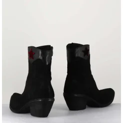 Saantiags En Daim Noir & Etoile Rouge - 3804 Roveschio Nero