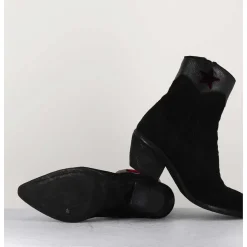 Saantiags En Daim Noir & Etoile Rouge - 3804 Roveschio Nero
