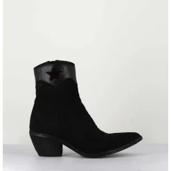 Saantiags En Daim Noir & Etoile Rouge - 3804 Roveschio Nero