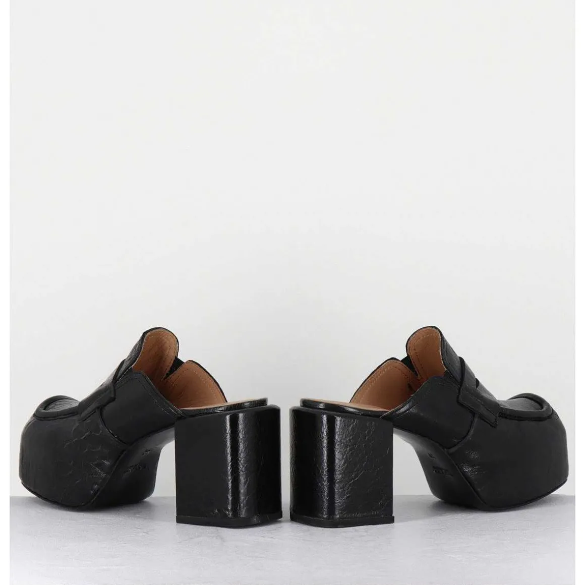 Sabot A Plateforme En Cuir Noir - 1Gs448 Naplak Nero