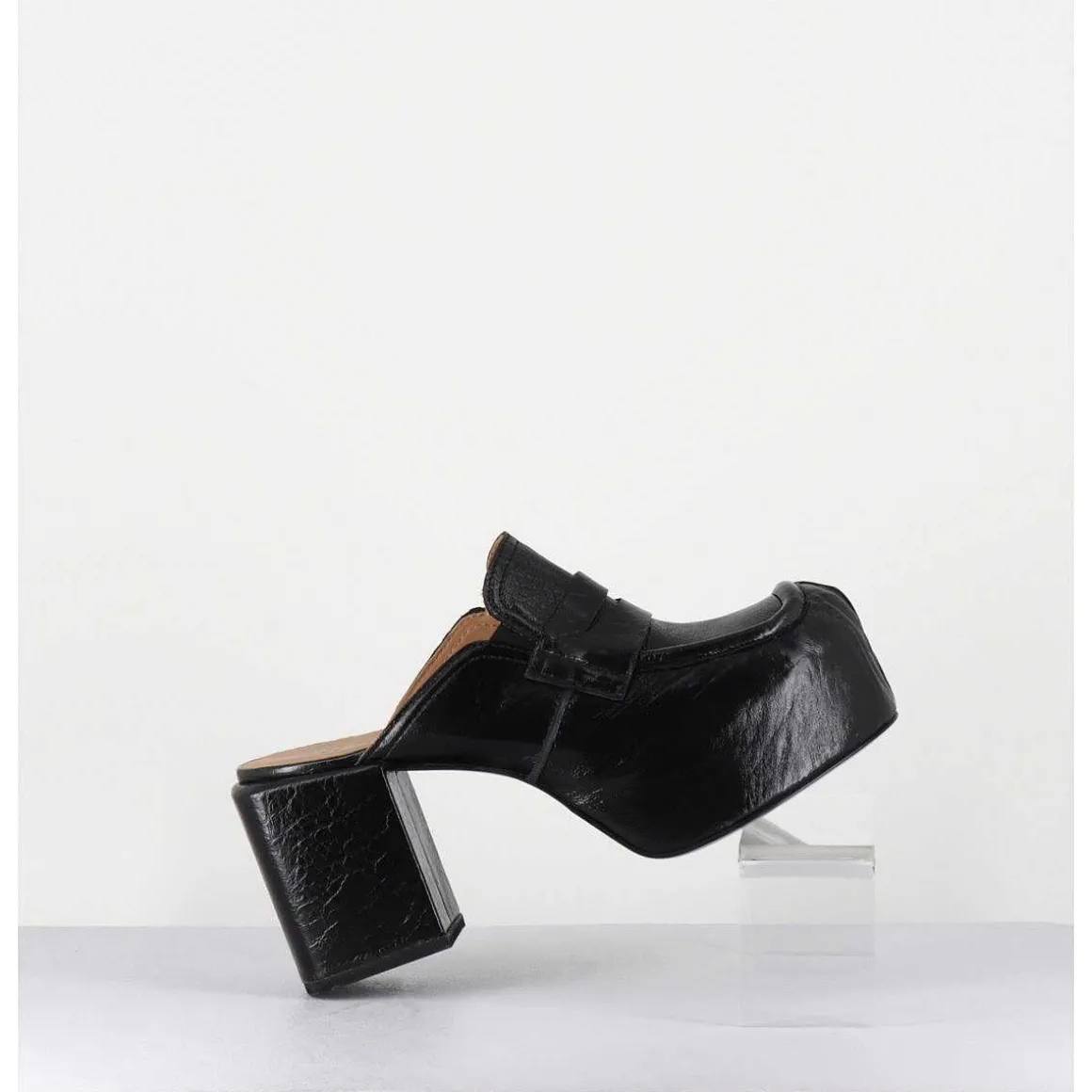 Sabot A Plateforme En Cuir Noir - 1Gs448 Naplak Nero