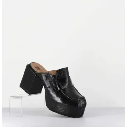 Sabot A Plateforme En Cuir Noir - 1Gs448 Naplak Nero