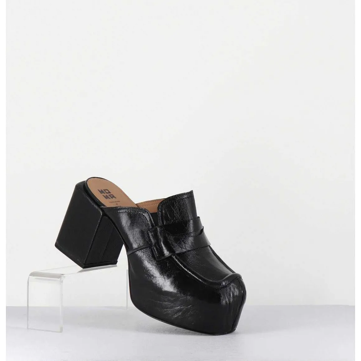 Sabot A Plateforme En Cuir Noir - 1Gs448 Naplak Nero