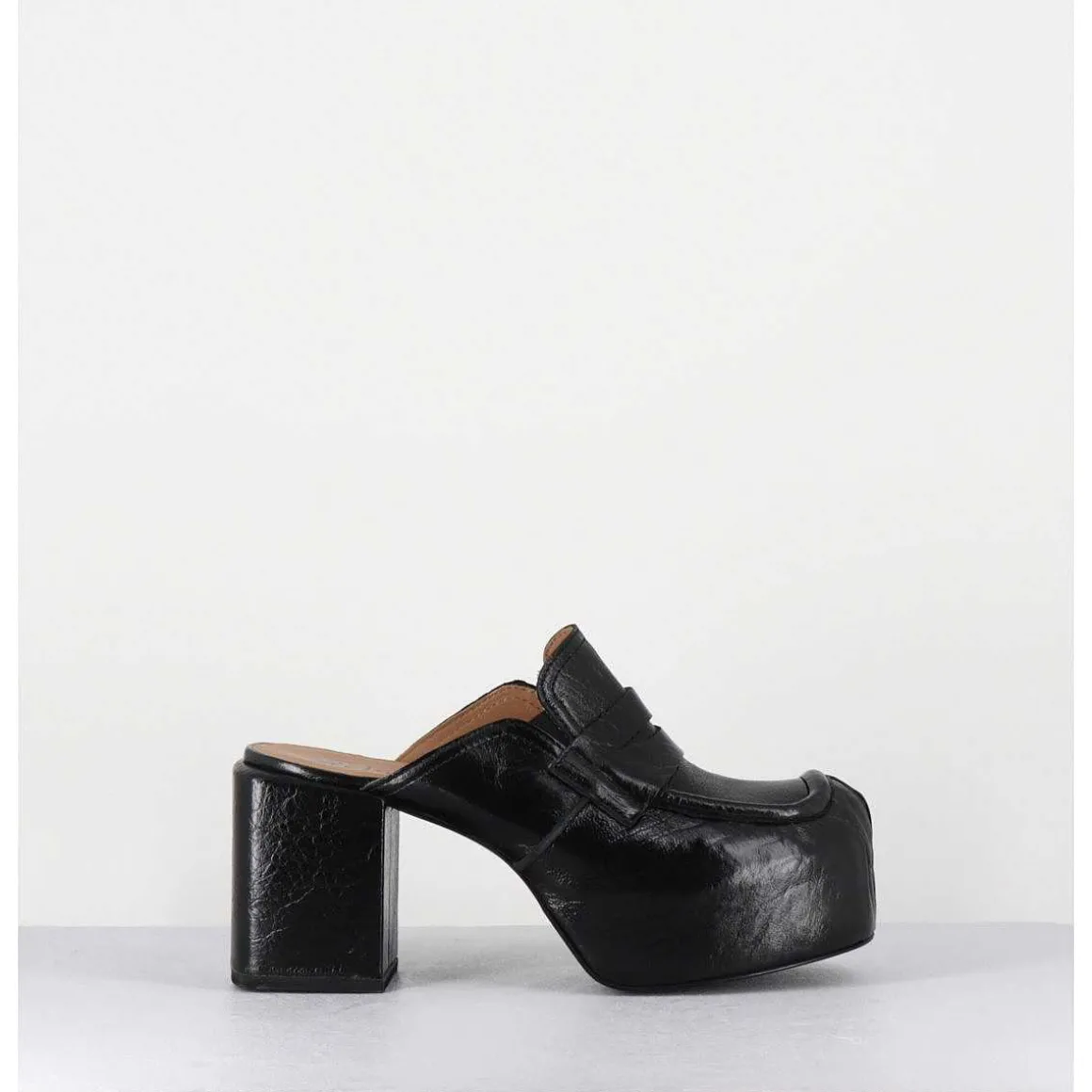 Sabot A Plateforme En Cuir Noir - 1Gs448 Naplak Nero