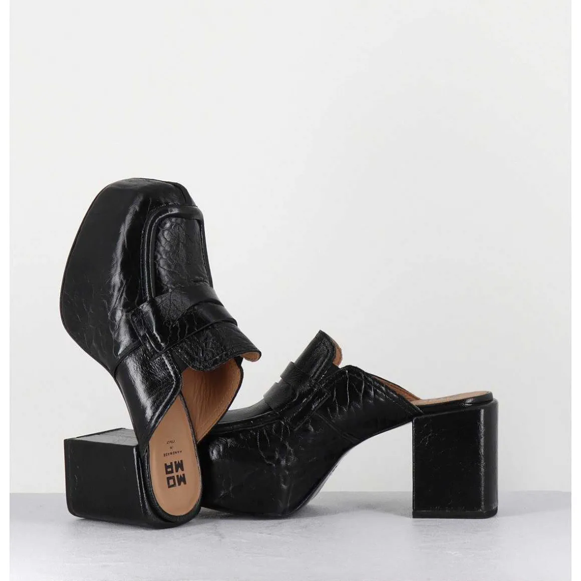 Sabot A Plateforme En Cuir Noir - 1Gs448 Naplak Nero