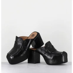 Sabot A Plateforme En Cuir Noir - 1Gs448 Naplak Nero
