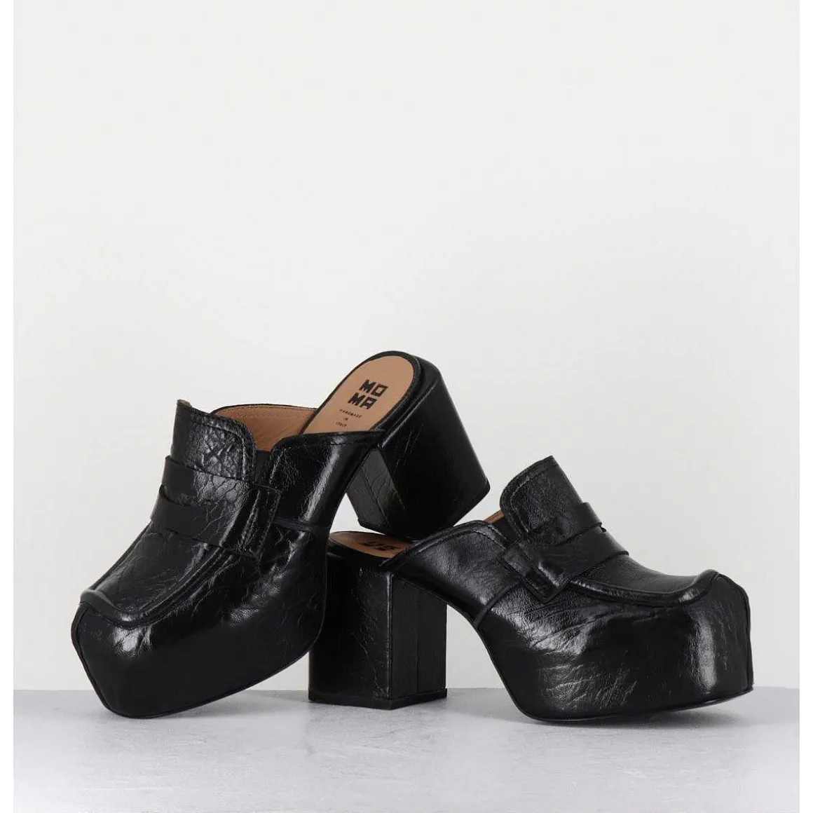 Sabot A Plateforme En Cuir Noir - 1Gs448 Naplak Nero
