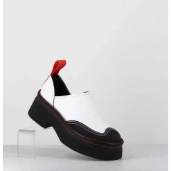 Sabots Chunky Cuir Blanc & Orange - Mercedes White Mules
