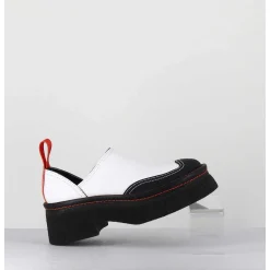 Sabots Chunky Cuir Blanc & Orange - Mercedes White Mules
