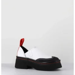 Sabots Chunky Cuir Blanc & Orange - Mercedes White Mules