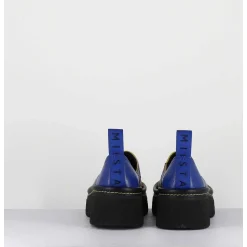 Sabots Chunky Cuir Graine Bleu Electrique - Mercedes Blue Mules