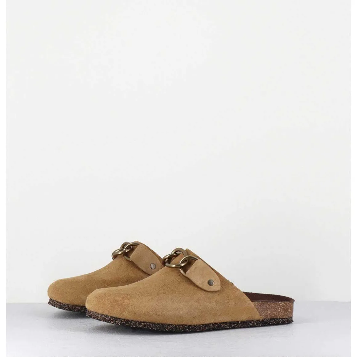 Sabots Plats Daim Camel & Mors Bronze - 164 Morcetti Tan
