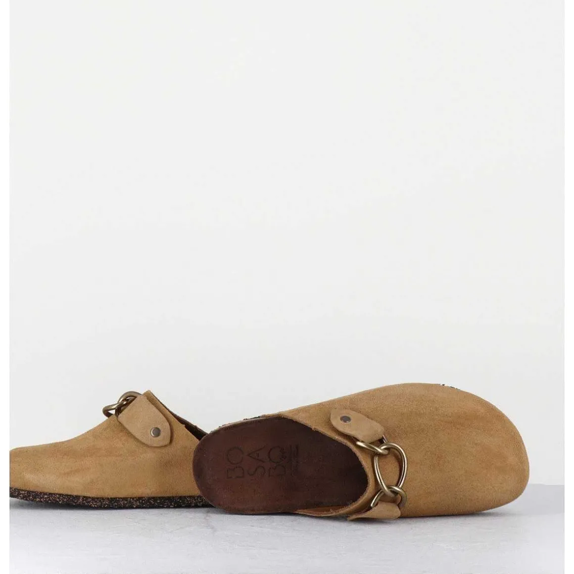 Sabots Plats Daim Camel & Mors Bronze - 164 Morcetti Tan