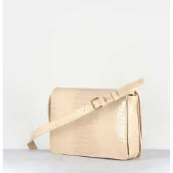 Sac En Cuir Imprime Croco Creme - M93 Cocco Rosa