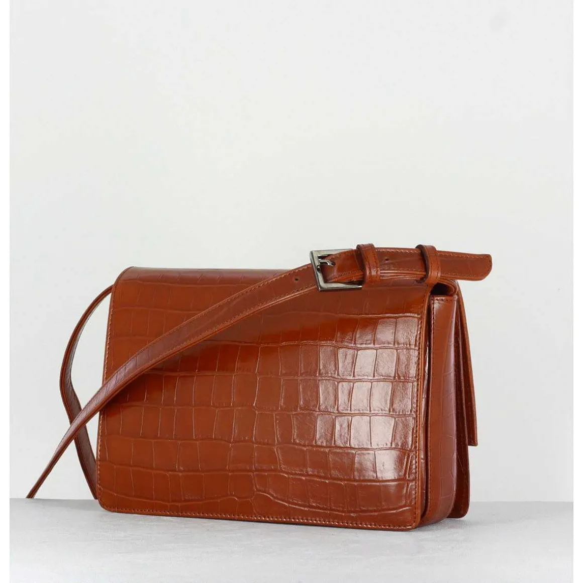 Sac En Cuir Imprime Croco Brique - M93 Cocco Terra