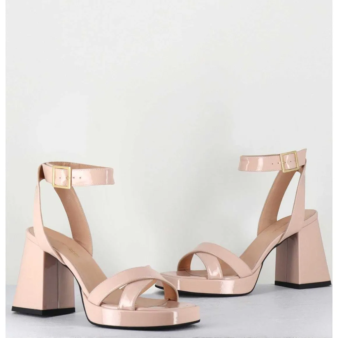 Sandales A Plateforme Cuir Vernis Nude - Sunny Vernice Nude