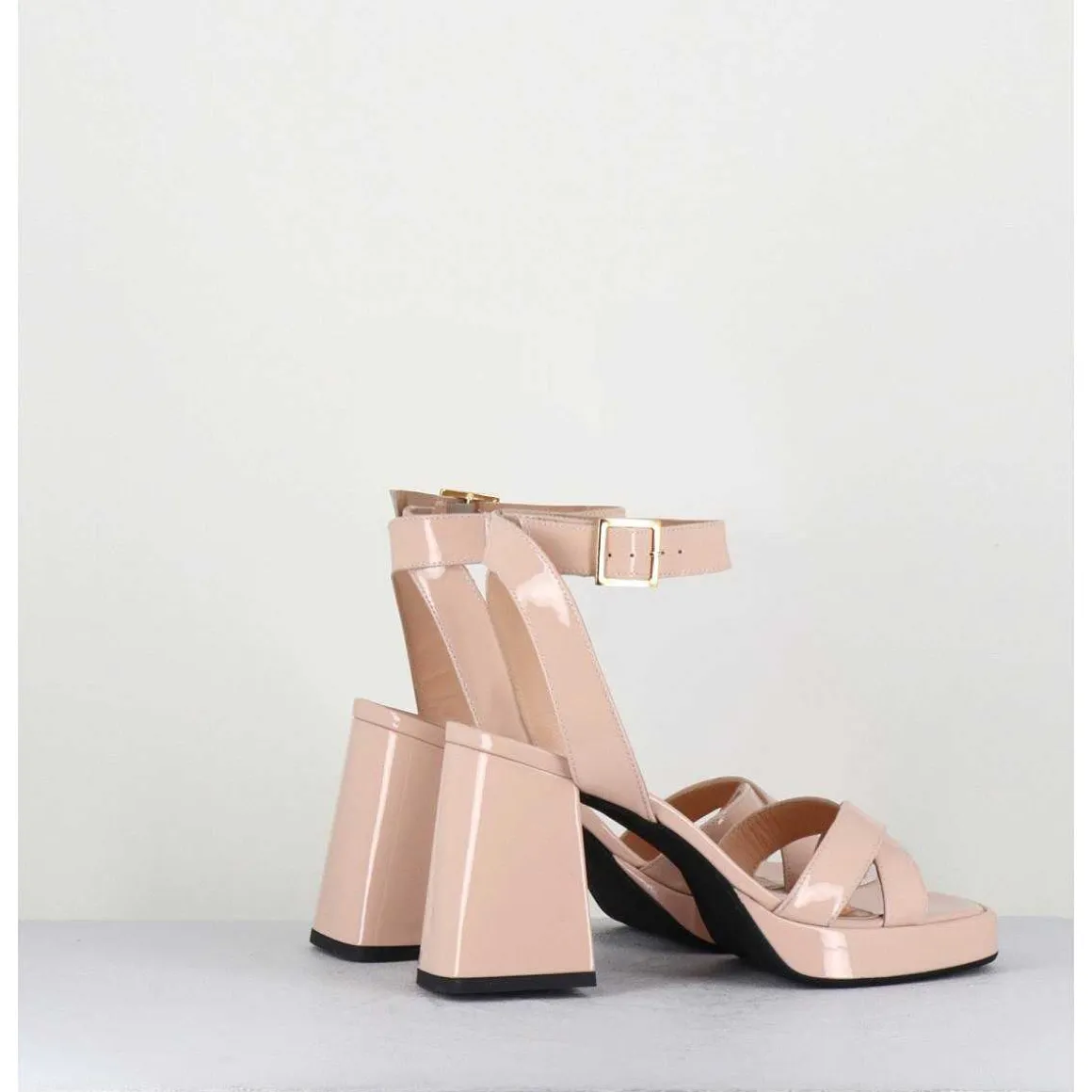 Sandales A Plateforme Cuir Vernis Nude - Sunny Vernice Nude