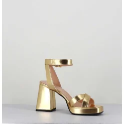 Sandales A Plateforme Cuir Metallise Dore - Sunny Laminato Oro