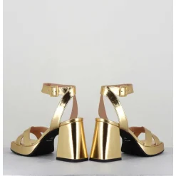 Sandales A Plateforme Cuir Metallise Dore - Sunny Laminato Oro