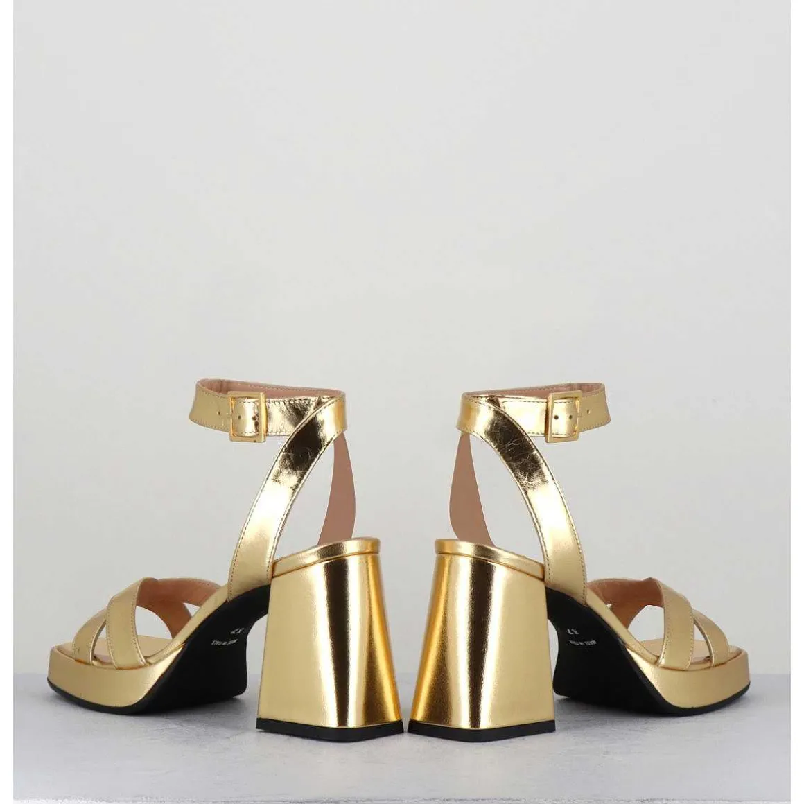 Sandales A Plateforme Cuir Metallise Dore - Sunny Laminato Oro