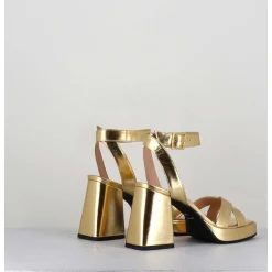 Sandales A Plateforme Cuir Metallise Dore - Sunny Laminato Oro