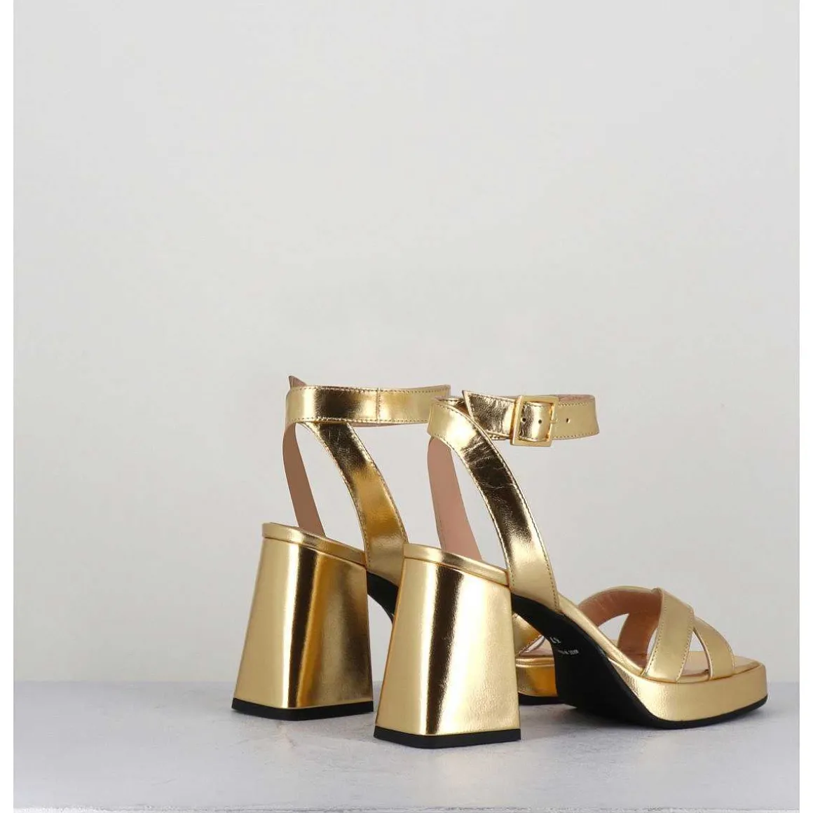 Sandales A Plateforme Cuir Metallise Dore - Sunny Laminato Oro