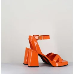 Sandales A Plateforme Cuir Vernis Orange - Sunny Vernice Arancio