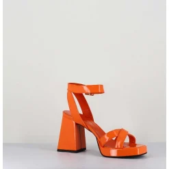 Sandales A Plateforme Cuir Vernis Orange - Sunny Vernice Arancio