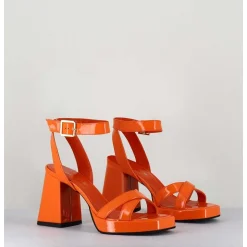Sandales A Plateforme Cuir Vernis Orange - Sunny Vernice Arancio