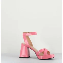 Sandales A Plateforme Cuir Vernis Rose - Sunny Vernice Pink
