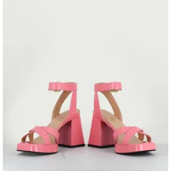 Sandales A Plateforme Cuir Vernis Rose - Sunny Vernice Pink