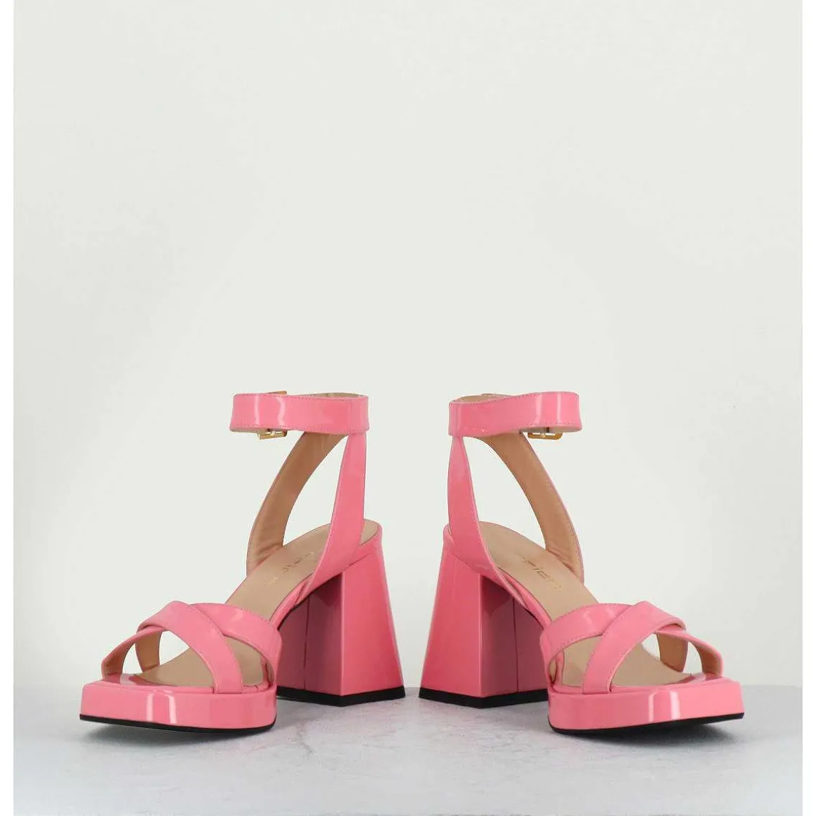 Sandales A Plateforme Cuir Vernis Rose - Sunny Vernice Pink