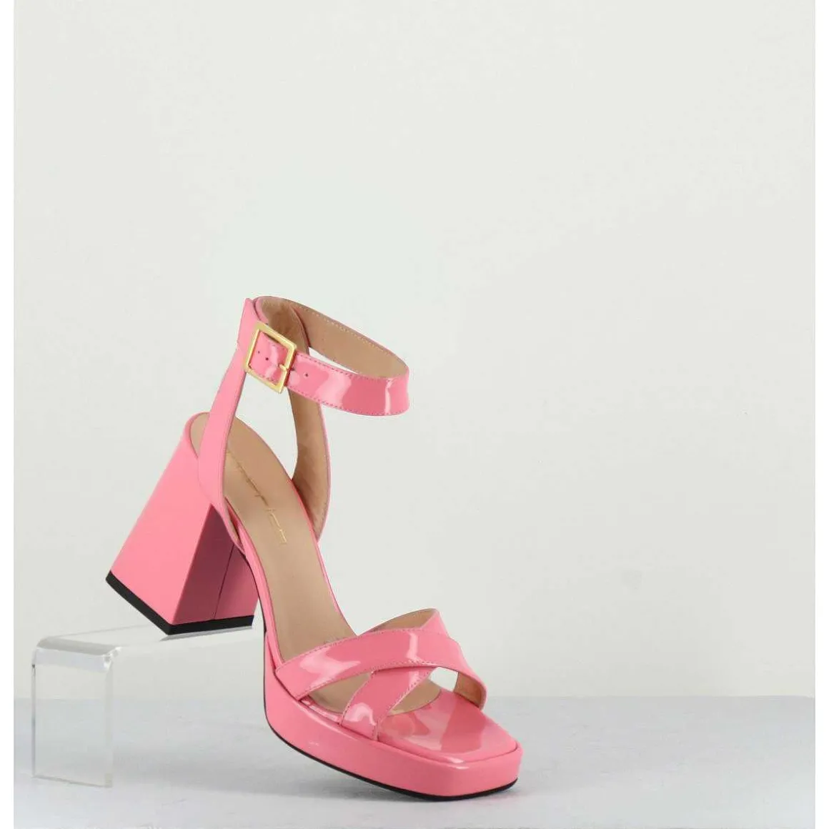 Sandales A Plateforme Cuir Vernis Rose - Sunny Vernice Pink