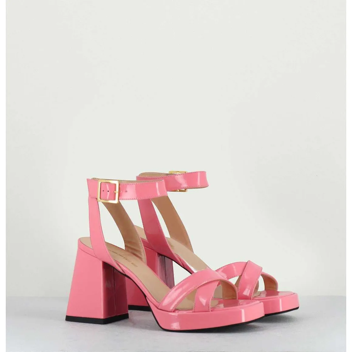Sandales A Plateforme Cuir Vernis Rose - Sunny Vernice Pink