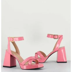 Sandales A Plateforme Cuir Vernis Rose - Sunny Vernice Pink