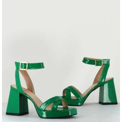 Sandales A Plateforme Cuir Vernis Noir - Sunny Vernice Verde
