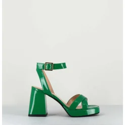 Sandales A Plateforme Cuir Vernis Noir - Sunny Vernice Verde