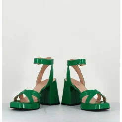 Sandales A Plateforme Cuir Vernis Noir - Sunny Vernice Verde