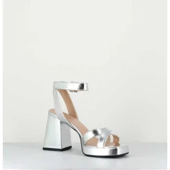 Sandales A Plateforme Cuir Metallise Argent - Sunny Laminato Silver